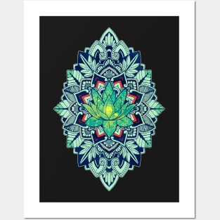 Vintage Mandala Lotus Flower Posters and Art